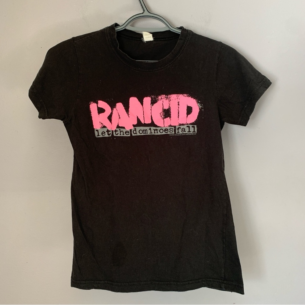 Rancid Band Tee Tultex Girly Fine Jersey Medium Punk Let The Dominoes Fall